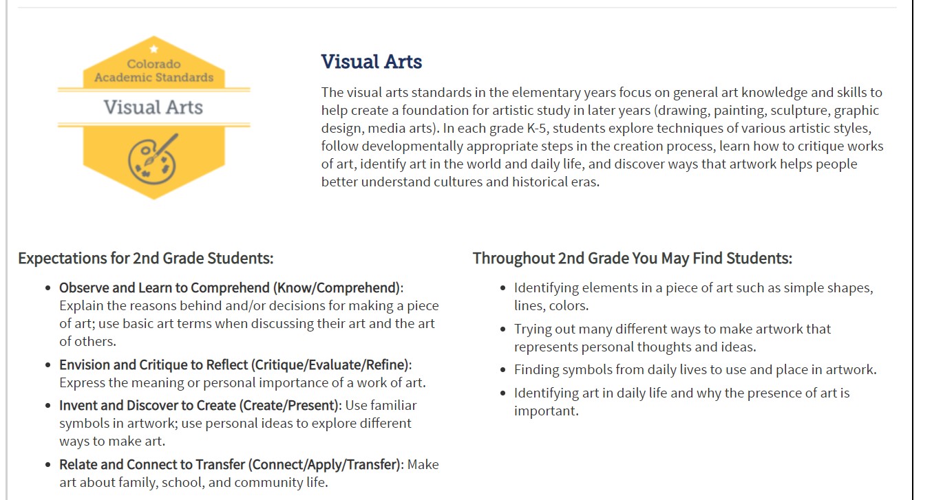 Second Grade Art Standards:
